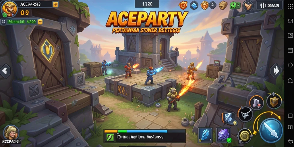 Gameplay menegangkan di ACEPARTY dengan berbagai strategi Tower Defense.