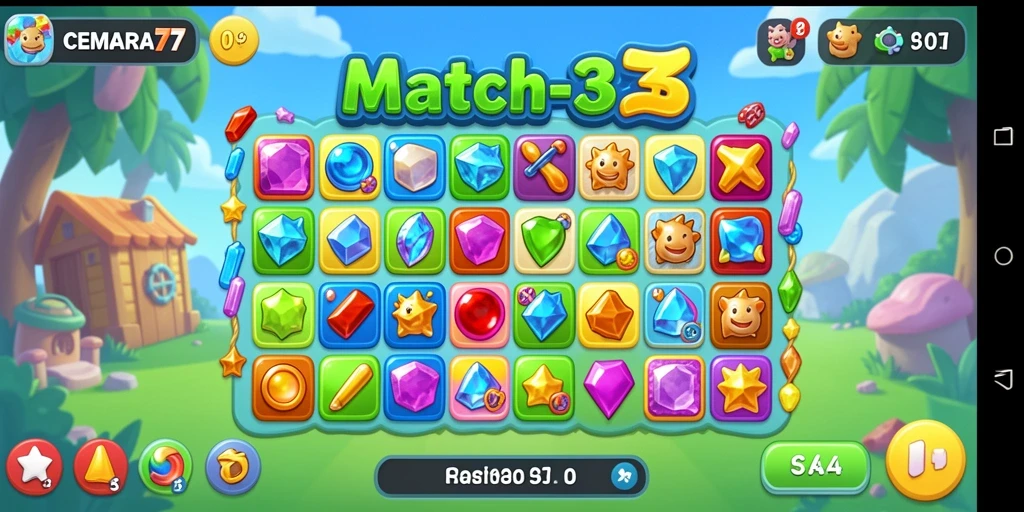 Tampilan menarik gameplay <strong>CEMARA77</strong> dalam momen mencocokkan elemen.