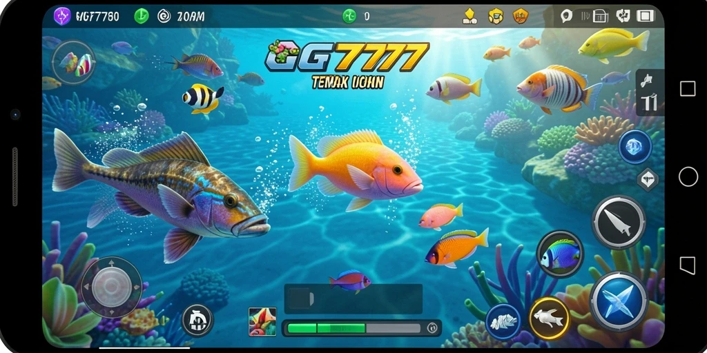 Screenshot gameplay GF777 dengan aksi menembak ikan yang seru.