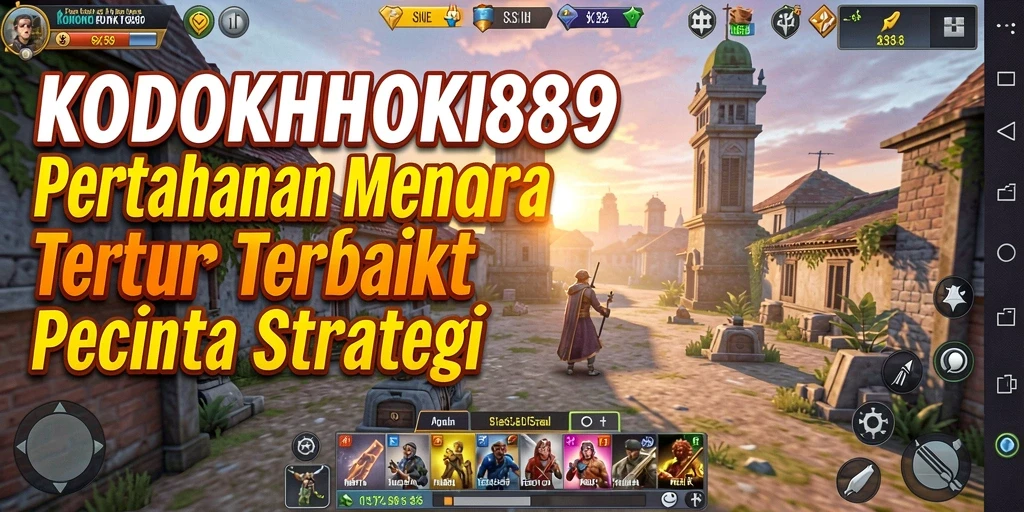 Screenshot gameplay KODOKHOKI889 menampilkan aksi menara pertahanan melawan gelombang musuh.