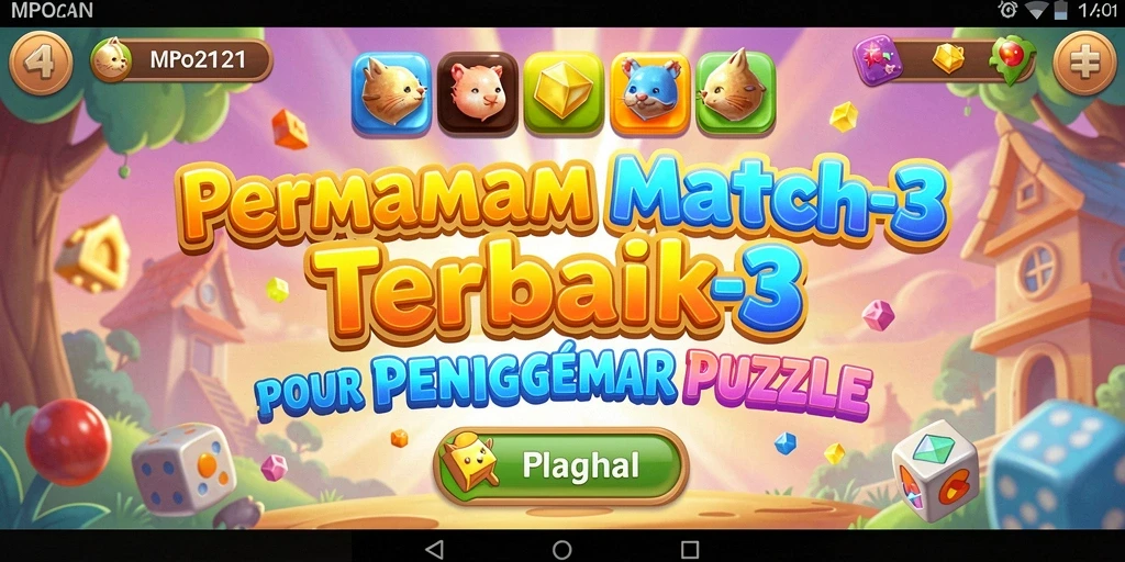 Screenshot gameplay dari MPO2121 yang menunjukkan keseruan mencocokkan item.