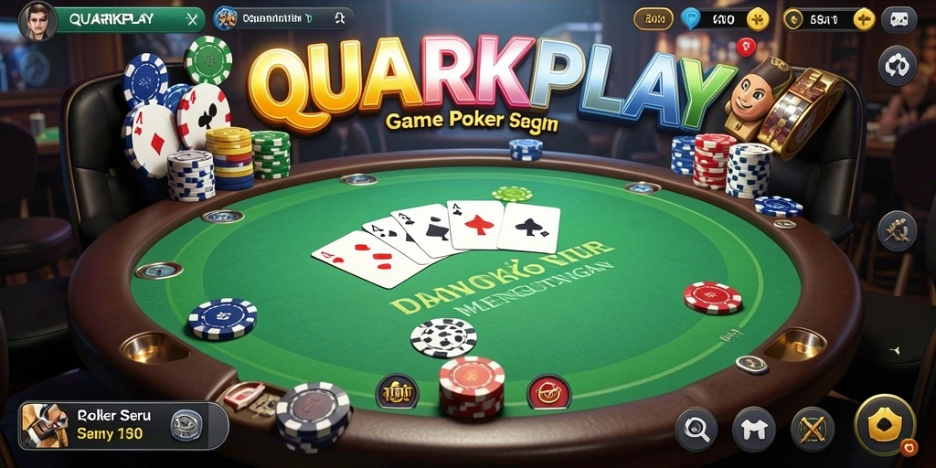 Screenshot dari gameplay seru di QUARKPLAY, menampilkan aksi poker yang mendebarkan.