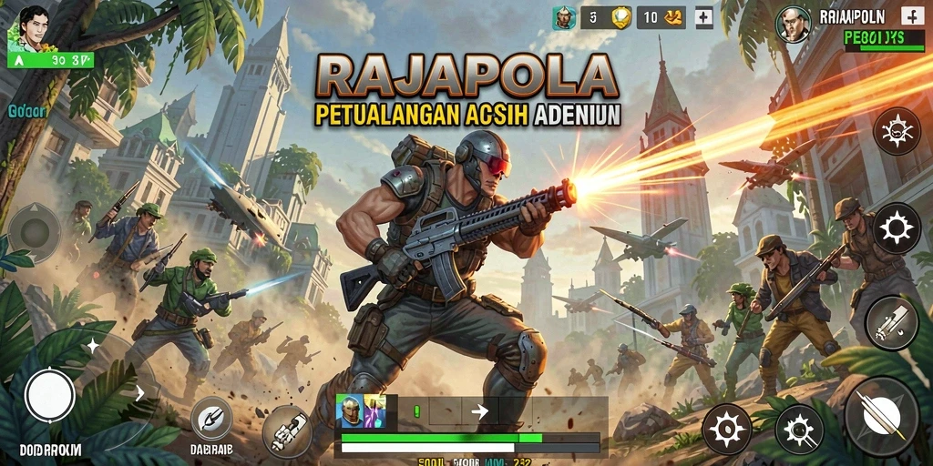 Tampilan gameplay seru dari RAJAPOLA yang penuh aksi.