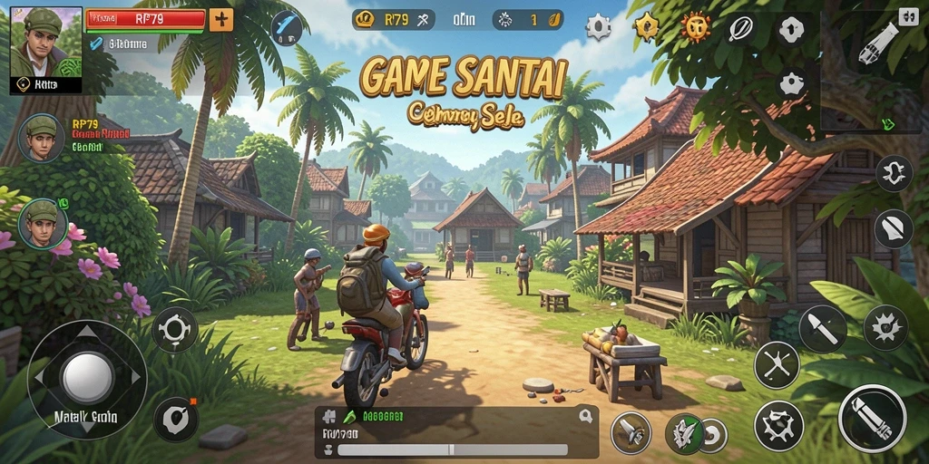 Tampilan gameplay santai RP79 yang mengasyikkan dan berwarna-warni.