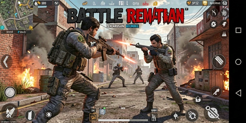 Tampilan dinamis dan menegangkan dari gameplay SP212 dalam arena Battle Royale.