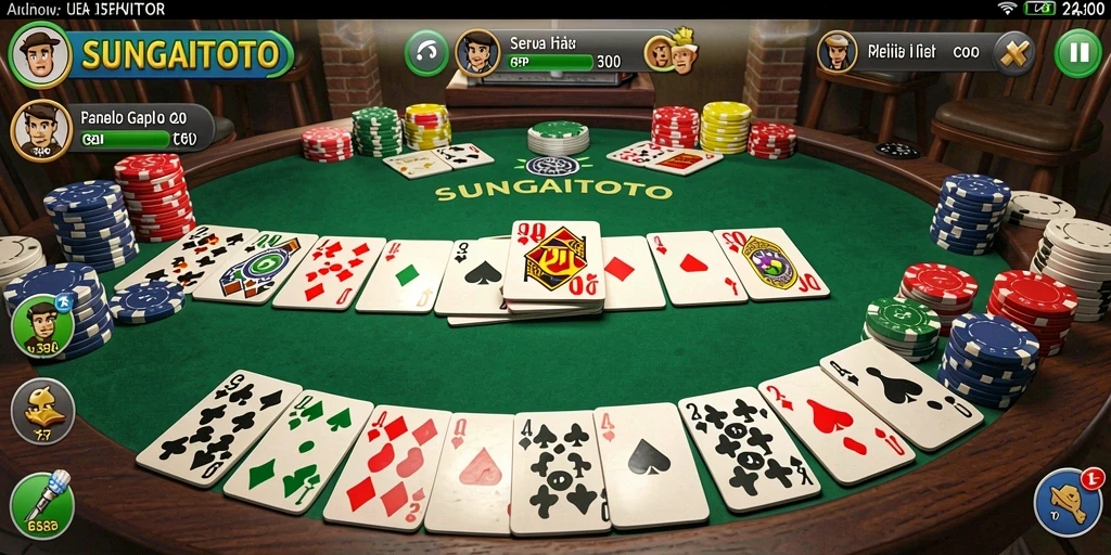 Screenshot gameplay SUNGAITOTO, menampilkan pertandingan seru Gaple.
