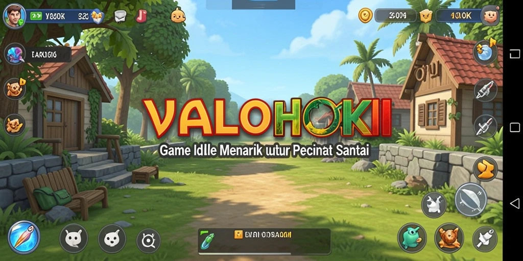 Screenshot gameplay VALOHOKI menunjukkan karakter mengumpulkan sumber daya.