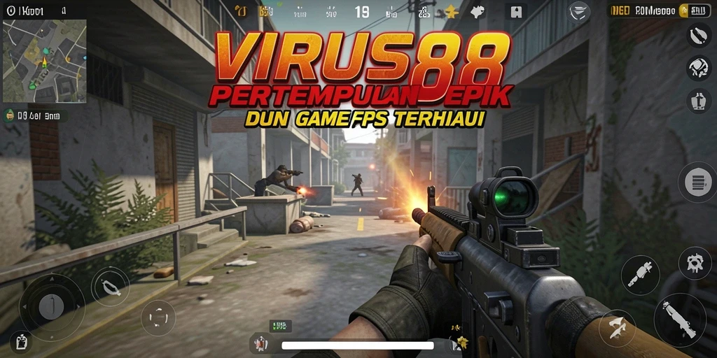 Gameplay seru di VIRUS88 dengan aksi tembak-menembak.