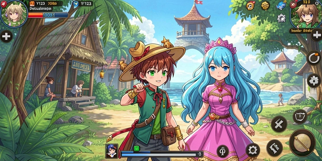 Tampilan aksi seru dalam gameplay YY123 dengan karakter anime.
